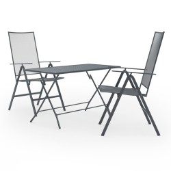 vidaXL Juego de comedor de jardín 3 piezas acero antracita 