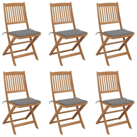 vidaXL Sillas de jardín plegables 6 uds y cojines madera maciza acacia