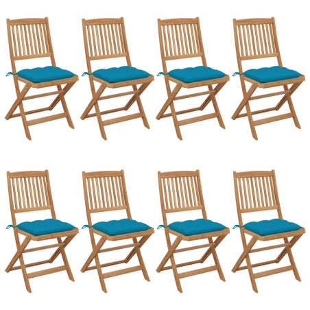 vidaXL Sillas de jardín plegables 8 uds y cojines madera maciza acacia