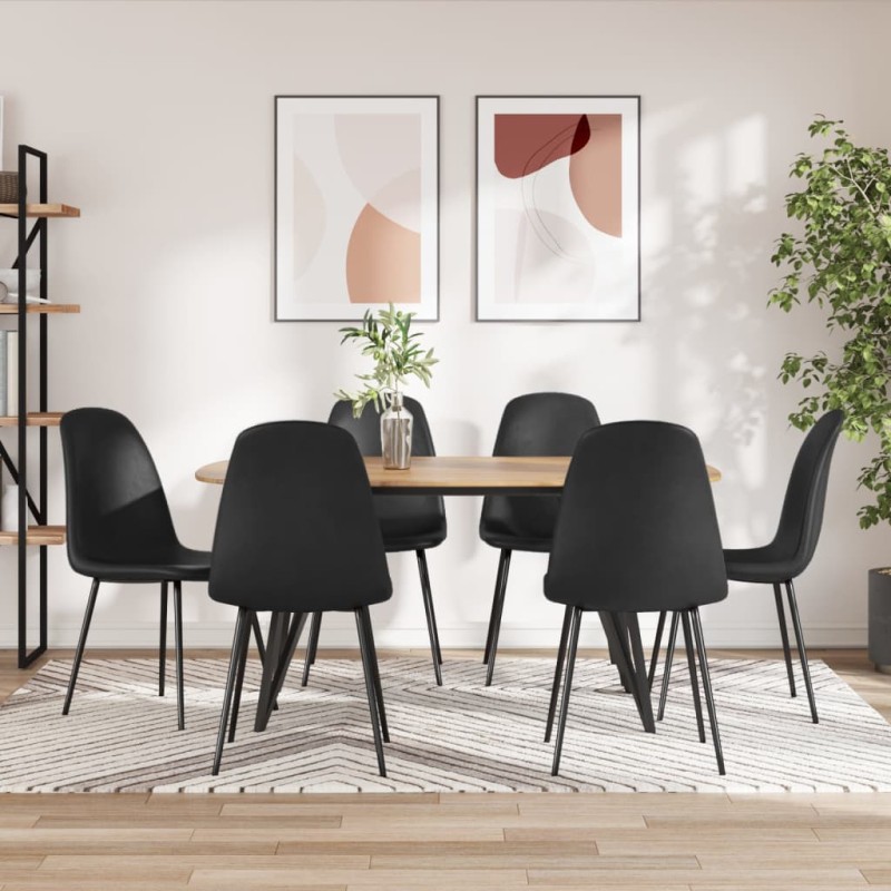 vidaXL Sillas de comedor 6 unidades cuero sintético negro vidaXL Sillas de comedor 6 unidades cuero sintético negro