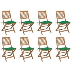 vidaXL Sillas de jardín plegables 8 uds y cojines madera maciza acacia