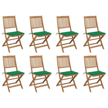 vidaXL Sillas de jardín plegables 8 uds y cojines madera maciza acacia