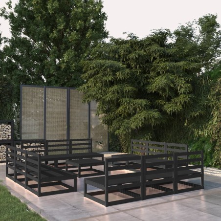 vidaXL Juego de muebles de jardín 13 piezas negro madera madera pino