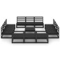 vidaXL Juego de muebles de jardín 13 piezas negro madera madera pino