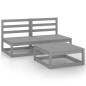 vidaXL Juego de muebles de jardín 3 piezas gris madera maciza de pino