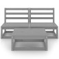 vidaXL Juego de muebles de jardín 3 piezas gris madera maciza de pino
