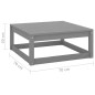 vidaXL Juego de muebles de jardín 3 piezas gris madera maciza de pino
