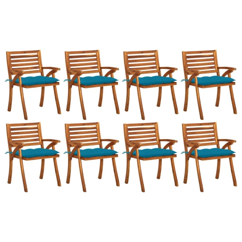 vidaXL Sillas de jardín 8 uds madera maciza de teca con cojines vidaXL Sillas de jardín 8 uds madera maciza de teca con cojines