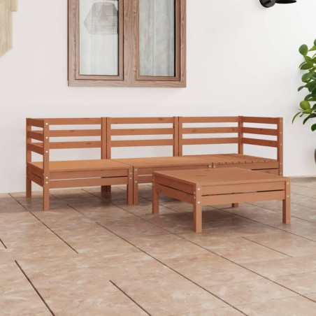 vidaXL Juego de muebles de jardín 4 pzs madera maciza pino marrón miel