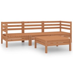 vidaXL Juego de muebles de jardín 4 pzs madera maciza pino marrón miel