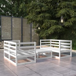 vidaXL Set de salón de jardín de 5 piezas blanco madera maciza pino
