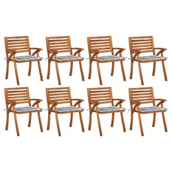 vidaXL Sillas de jardín 8 uds madera maciza de teca con cojines