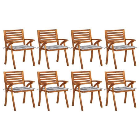 vidaXL Sillas de jardín 8 uds madera maciza de teca con cojines