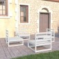 vidaXL Set de salón de jardín de 4 piezas blanco madera maciza pino vidaXL Set de salón de jardín de 4 piezas blanco madera maciza pino