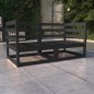 vidaXL Sofá de jardín 2 plazas negro madera maciza de pino vidaXL Sofá de jardín 2 plazas negro madera maciza de pino