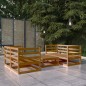 vidaXL Muebles de jardín 5 pzas y cojines marrón miel madera pino vidaXL Muebles de jardín 5 pzas y cojines marrón miel madera pino