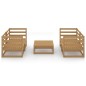 vidaXL Muebles de jardín 5 pzas y cojines marrón miel madera pino vidaXL Muebles de jardín 5 pzas y cojines marrón miel madera pino