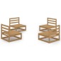vidaXL Muebles de jardín 4 pzas y cojines marrón miel madera pino vidaXL Muebles de jardín 4 pzas y cojines marrón miel madera pino