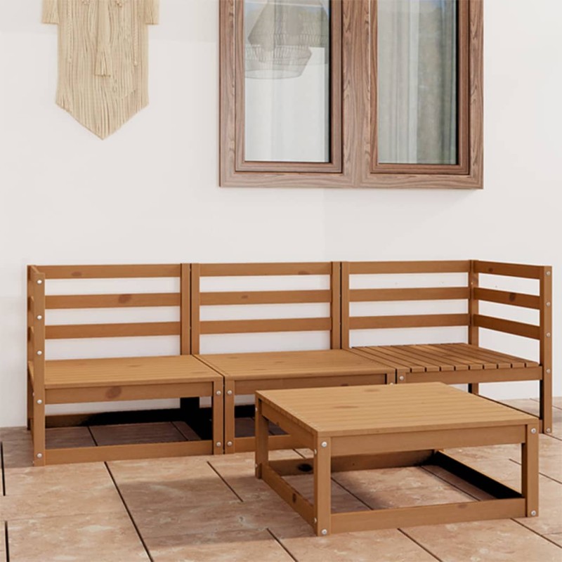 vidaXL Muebles de jardín 4 piezas marrón miel madera madera de pino