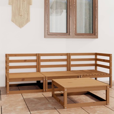 vidaXL Muebles de jardín 4 piezas marrón miel madera madera de pino