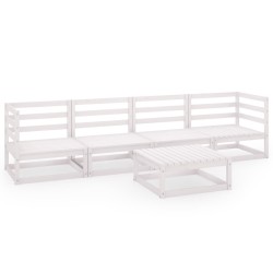 vidaXL Set de salón de jardín de 5 pzas blanco madera maciza de pino