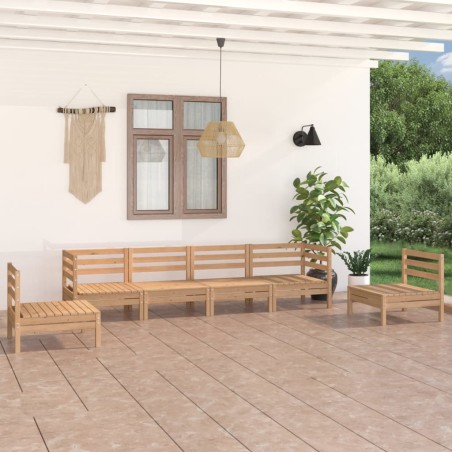 vidaXL Juego de muebles de jardín 6 piezas madera maciza de pino