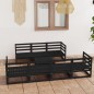 vidaXL Juego de muebles de jardín 8 piezas negro madera maciza pino vidaXL Juego de muebles de jardín 8 piezas negro madera maciza pino