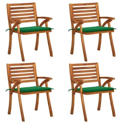 vidaXL Sillas de jardín con cojines 4 unidades madera maciza de acacia