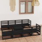 vidaXL Juego de muebles de jardín 9 piezas negro madera maciza de pino vidaXL Juego de muebles de jardín 9 piezas negro madera maciza de pino