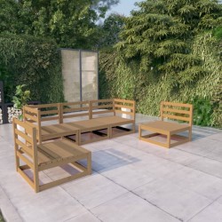 vidaXL Muebles de jardín 5 piezas marrón miel madera maciza de pino