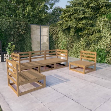 vidaXL Muebles de jardín 5 piezas marrón miel madera maciza de pino