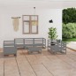 vidaXL Juego de muebles de jardín 8 piezas gris madera maciza de pino vidaXL Juego de muebles de jardín 8 piezas gris madera maciza de pino