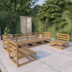 vidaXL Muebles de jardín 6 piezas marrón miel madera maciza de pino