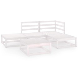 vidaXL Set de salón de jardín de 5 piezas blanco madera maciza de pino