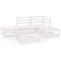 vidaXL Set de salón de jardín de 5 piezas blanco madera maciza de pino vidaXL Set de salón de jardín de 5 piezas blanco madera maciza de pino
