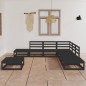 vidaXL Juego de muebles de jardín 8 piezas negro madera maciza de pino