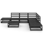 vidaXL Juego de muebles de jardín 8 piezas negro madera maciza de pino