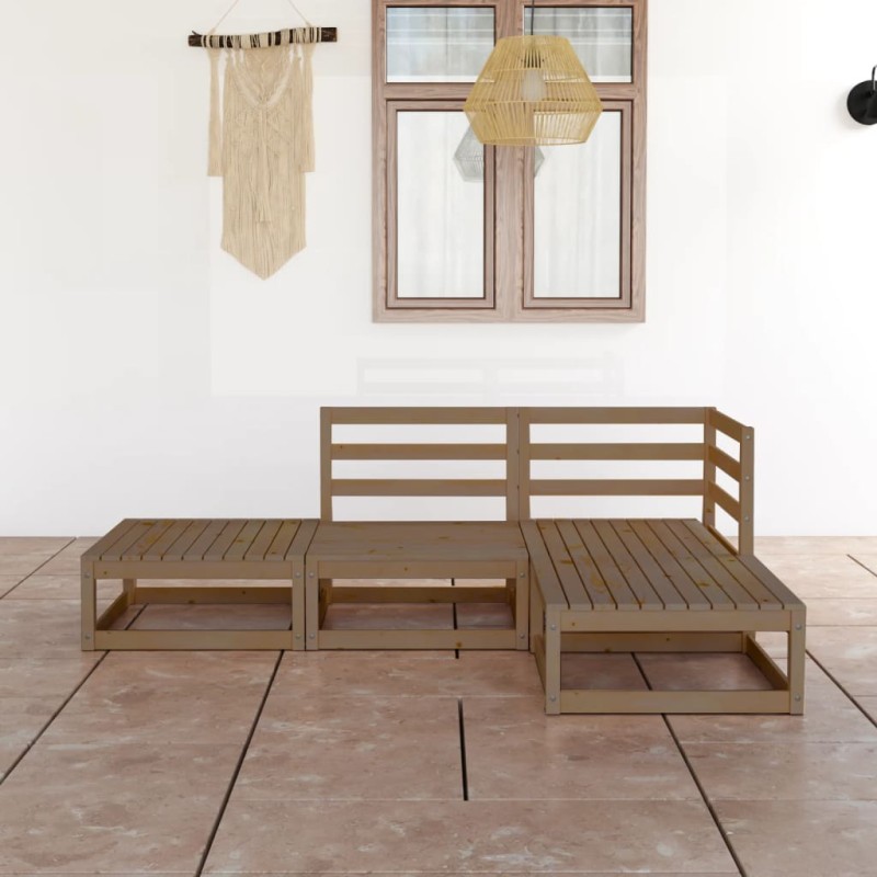 vidaXL Muebles de jardín 4 piezas marrón miel madera maciza de pino vidaXL Muebles de jardín 4 piezas marrón miel madera maciza de pino