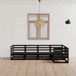 vidaXL Juego de muebles de jardín 5 piezas negro madera maciza de pino 