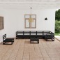 vidaXL Juego de muebles de jardín 8 piezas negro madera maciza pino vidaXL Juego de muebles de jardín 8 piezas negro madera maciza pino