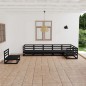 vidaXL Juego de muebles de jardín 7 piezas negro madera maciza de pino 