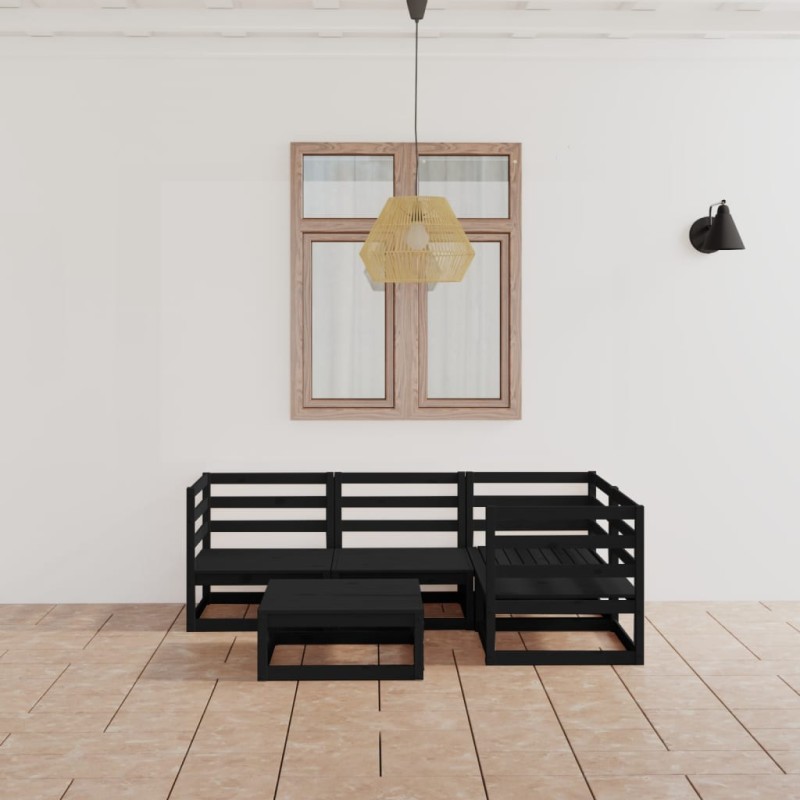 vidaXL Juego de muebles de jardín 5 piezas negro madera maciza de pino vidaXL Juego de muebles de jardín 5 piezas negro madera maciza de pino