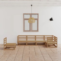vidaXL Muebles de jardín 6 piezas marrón miel madera maciza de pino 