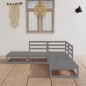 vidaXL Muebles de jardín 5 piezas gris madera maciza de pino