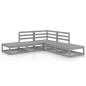 vidaXL Muebles de jardín 5 piezas gris madera maciza de pino