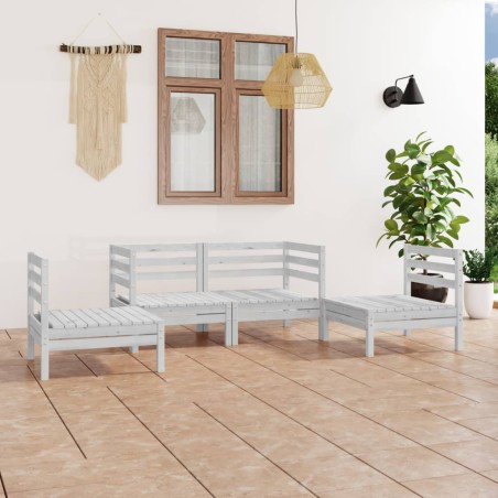 vidaXL Juego de muebles de jardín 4 piezas madera maciza pino blanco