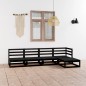 vidaXL Juego de muebles de jardín 5 piezas negro madera maciza de pino 