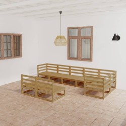 vidaXL Muebles de jardín 8 piezas marrón miel madera maciza de pino 