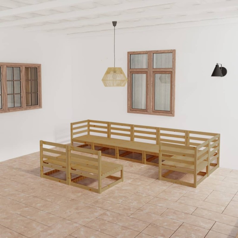 vidaXL Muebles de jardín 8 piezas marrón miel madera maciza de pino vidaXL Muebles de jardín 8 piezas marrón miel madera maciza de pino