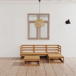 vidaXL Muebles de jardín 5 piezas marrón miel madera maciza de pino